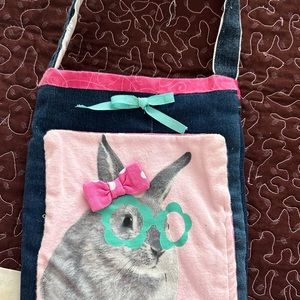 Child purse upcycled jeans denim bunny pic